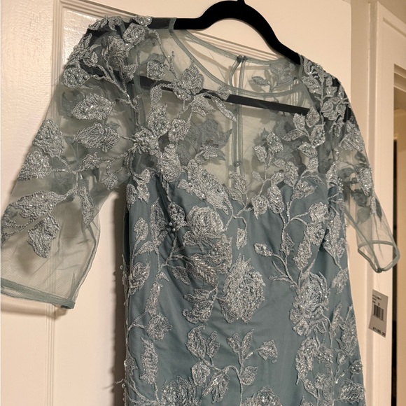 Rickie Freeman for Teri Jon Dusty Blue Formal Dress - Picture 2 of 10